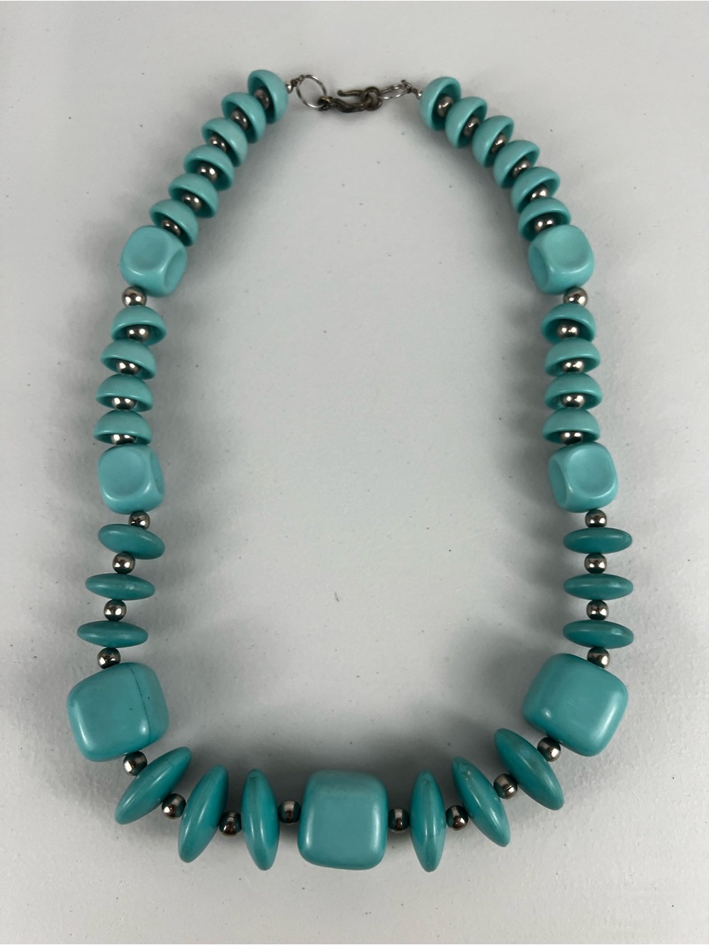 Vintage Chunky Turquoise Blue Beaded Statement Necklace Retro